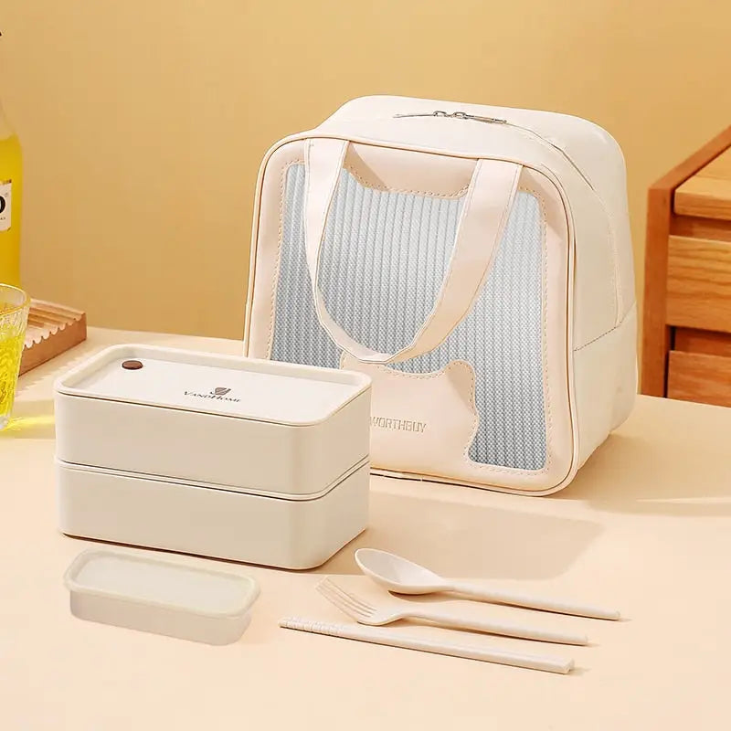 Lunch Bento Box - 1440ml Beige / With Compartments