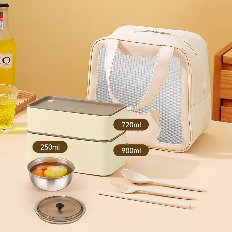Lunch Bento Box - Large 1620ml Beige / With Compartments