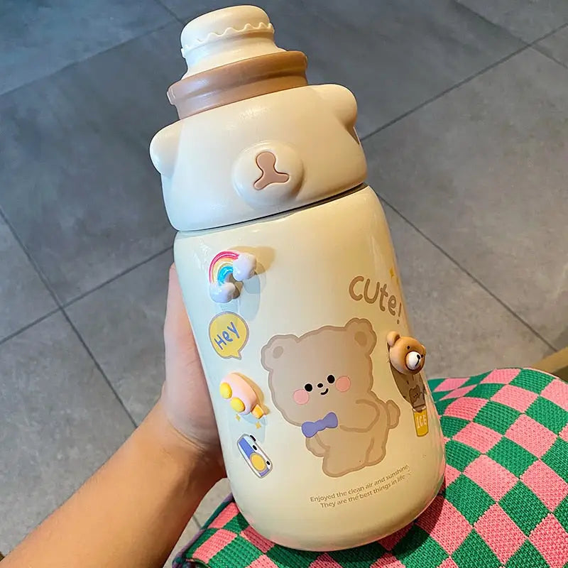 Macaroon Kids Water Bottle - 1130ml / Khaki With Sticker