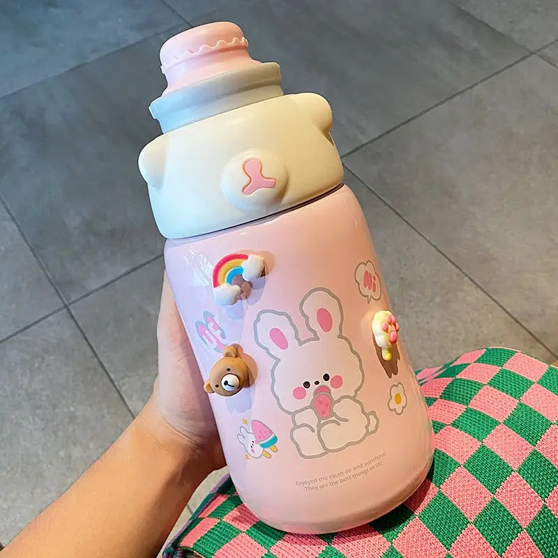 Macaroon Kids Water Bottle - 1130ml / Pink With Sticker