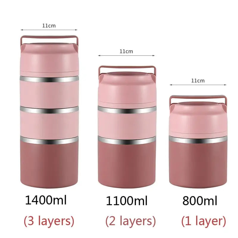 Metal Bento Box - Pink / 3 Layers