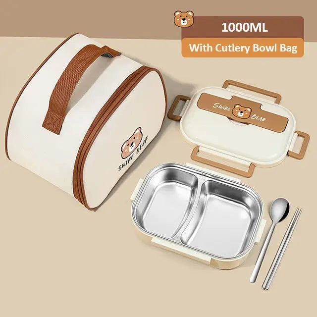 Metal Bento Lunchbox - With Cutlery Bag