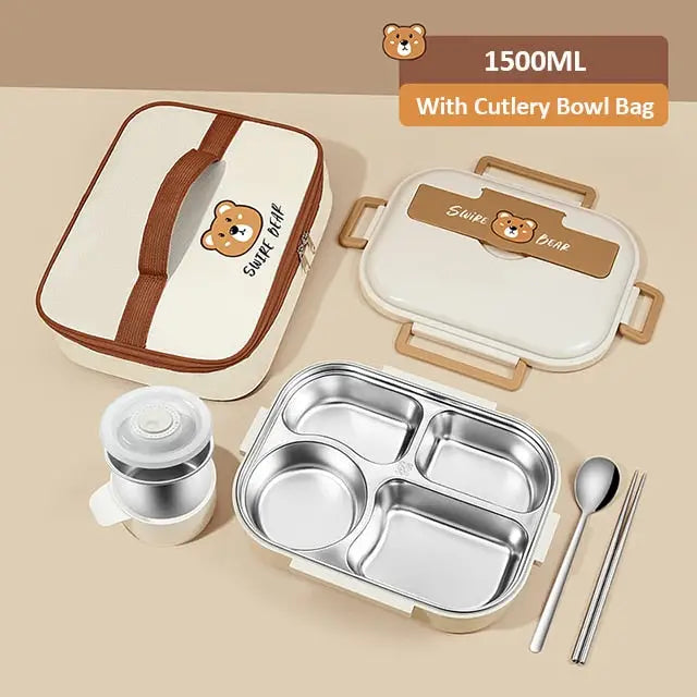 Metal Bento Lunchbox - With Cutlery BowlBag