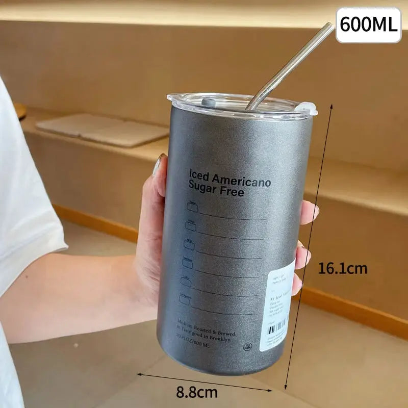 Mini Coffee Mug Thermos - Grey 600ml / Gray