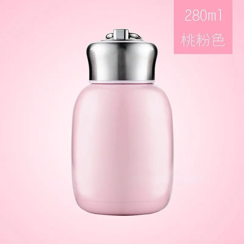 Mini Glossy Stainless Steel Water Bottle - Pink / 200ml