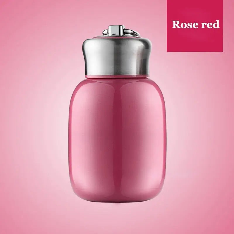 Mini Glossy Stainless Steel Water Bottle - Rose Red / 200ml