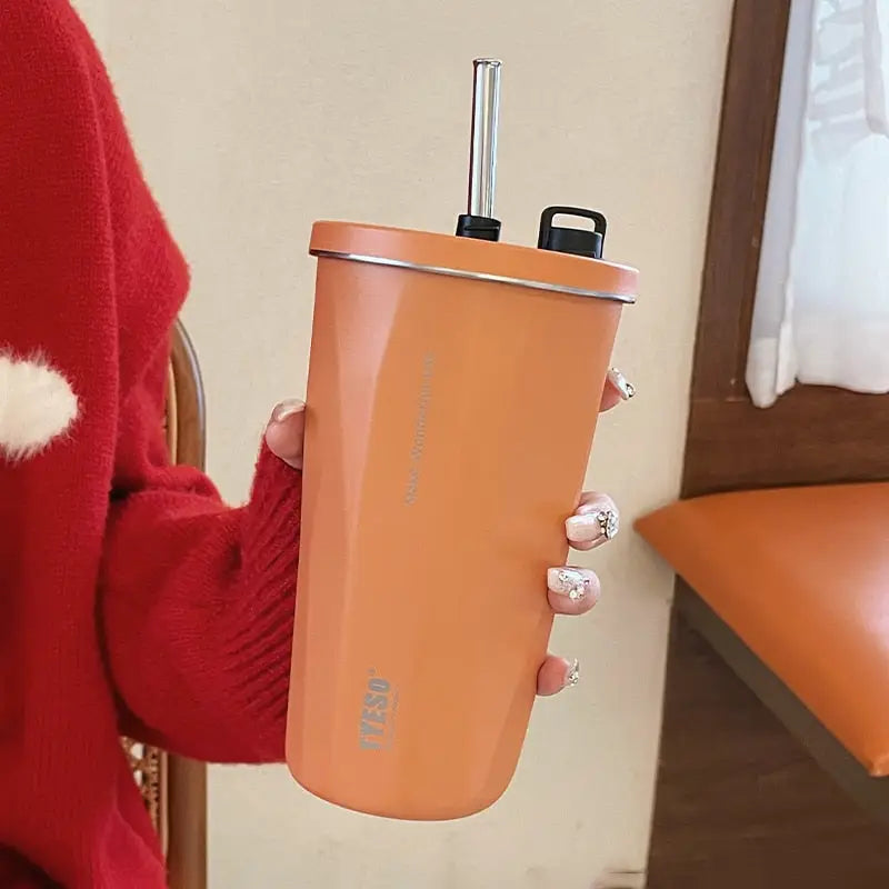 Mini Thermos Mug For Coffee - Orange / 600ml