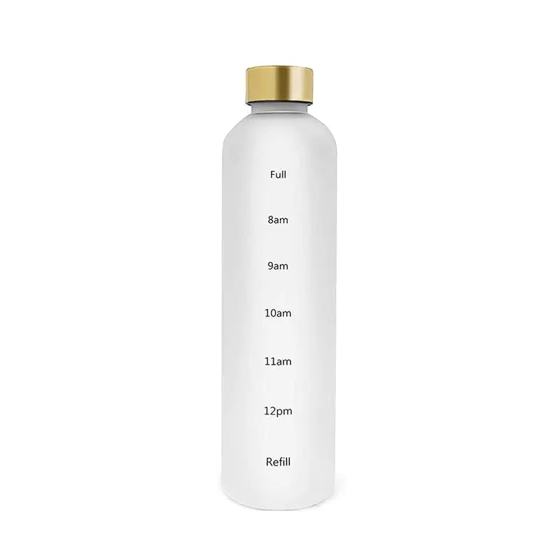 Motivational Glass Water Bottle - White