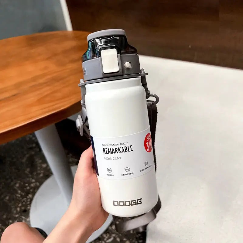 Outdoor Sport Stainless Steel Water Bottle - 600ML White