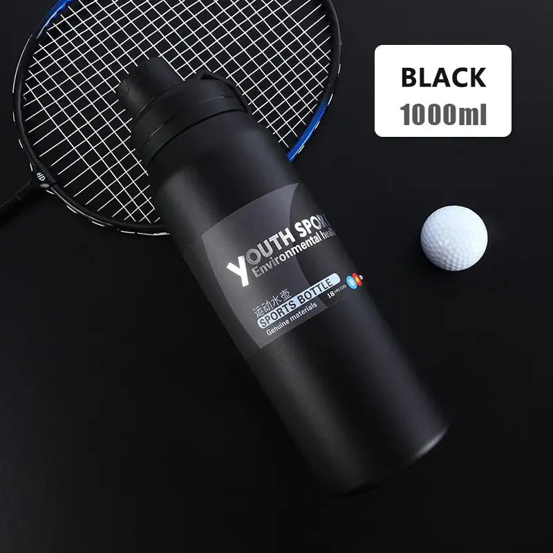 Outdoor Stainless Sports Water Bottle - 1000ml / Black