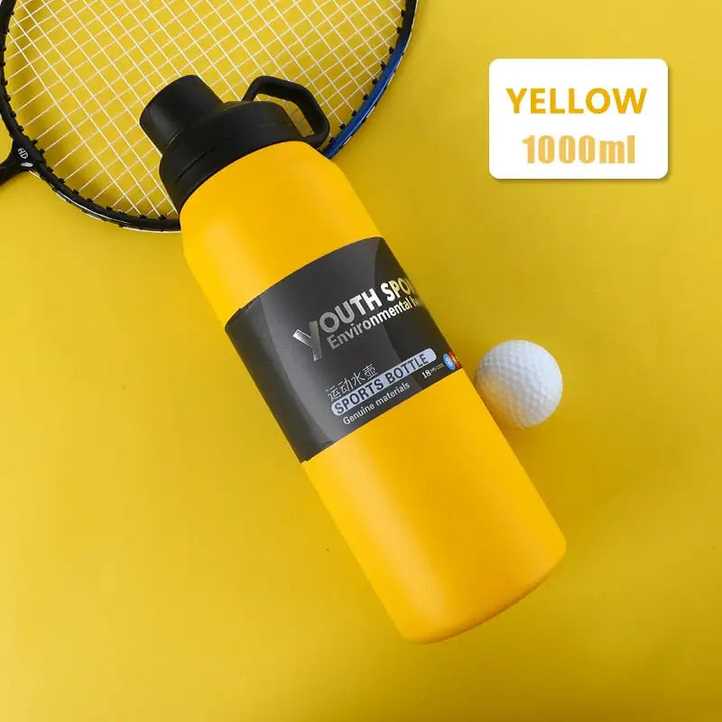 Outdoor Stainless Sports Water Bottle - 1000ml / Yellow