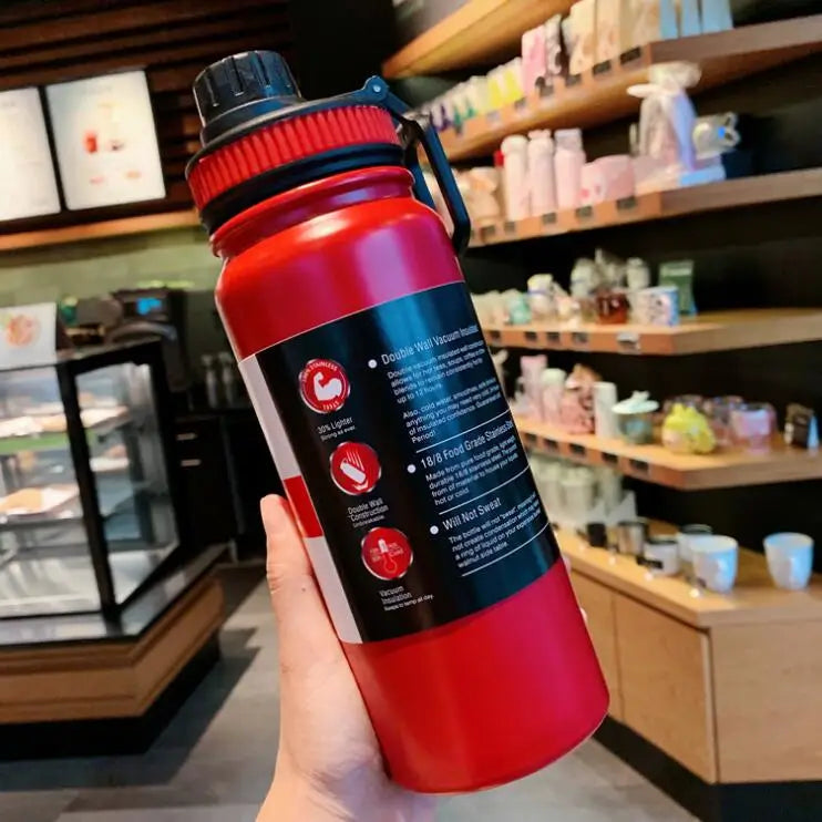 Outdoor Stainless Steel Water Bottle - 600ml / Red