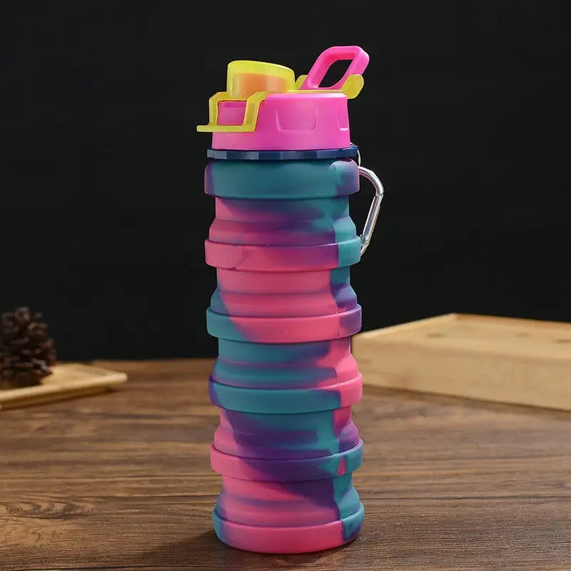 Portable Collapsible Water Bottle - 500ml / Camouflage Pink