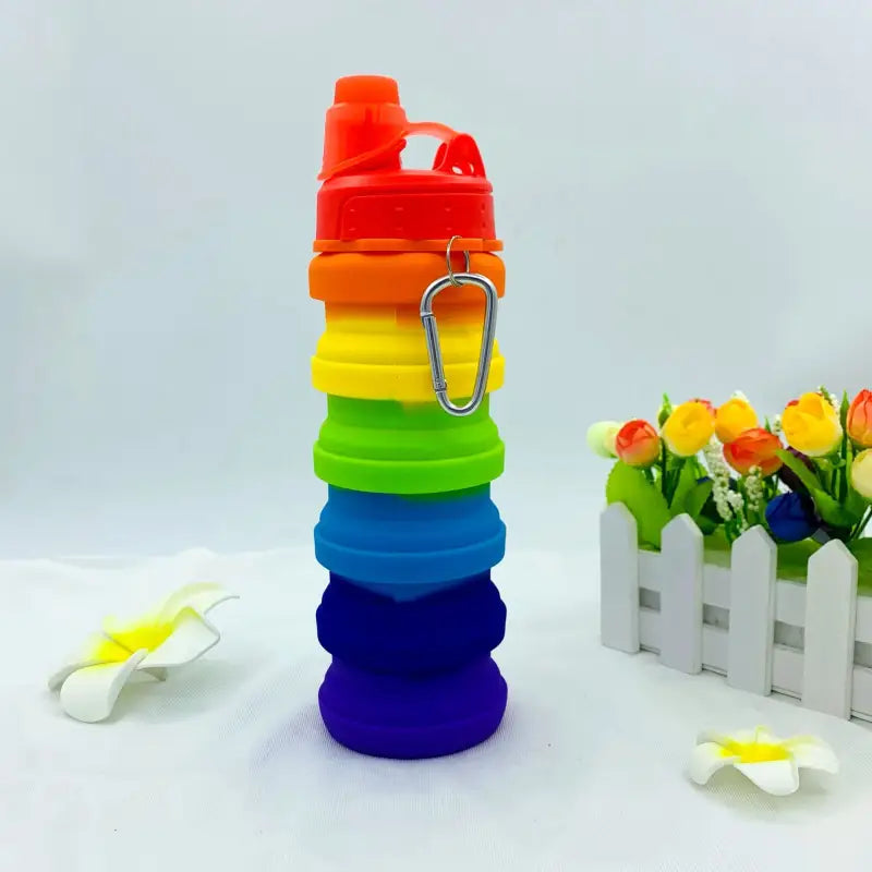 Portable Collapsible Water Bottle - 500ml / Rainbow