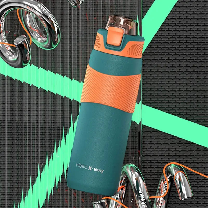 Portable Long Stainless Steel Water Bottle - Green / 580ml