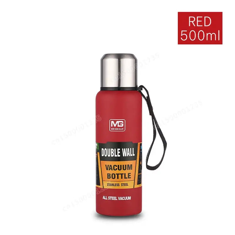 Portable Stainless Steel Water Bottle - 500ml / Red
