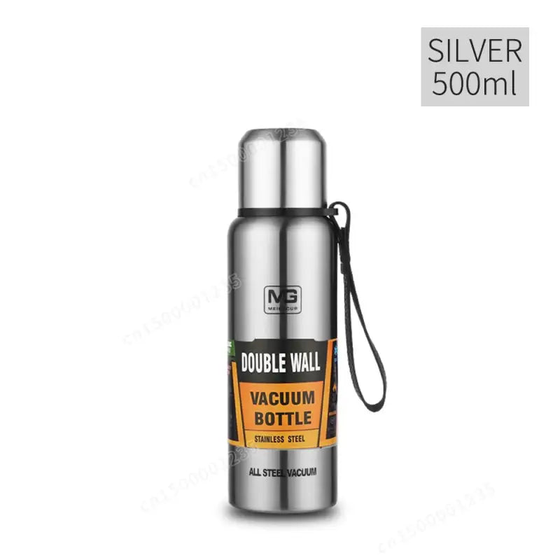 Portable Stainless Steel Water Bottle - 500ml / Silver