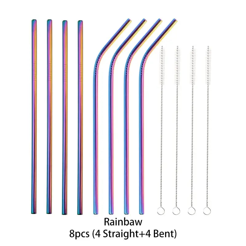 Reusable Metal Straws - Rainbow