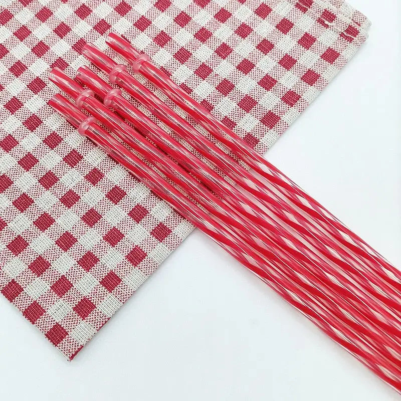 Reusable Plastic Straws - Red