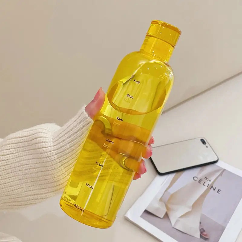 School Glass Water Bottle - 500ml Yellow