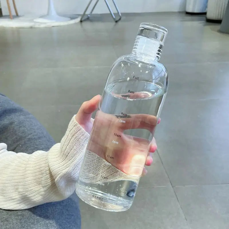 School Glass Water Bottle - 700ml White