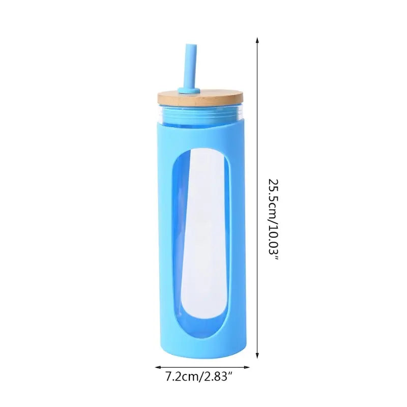 Silicone Bamboo Glass Water Bottle