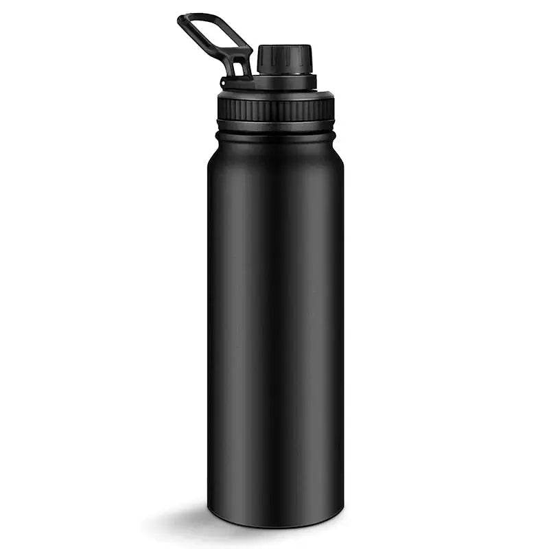 Simple Stainless Steel Water Bottle - Black / 600ml