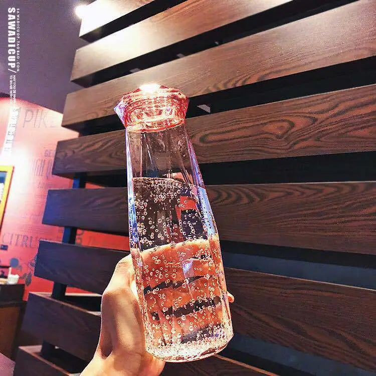 Small Glass Water Bottle - Pink / 401ml-500ml