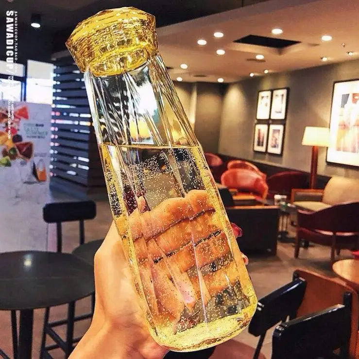 Small Glass Water Bottle - Yellow / 401ml-500ml