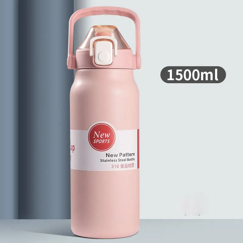 Small Gym Stainless Steel Water Bottle - Pink 1500ml