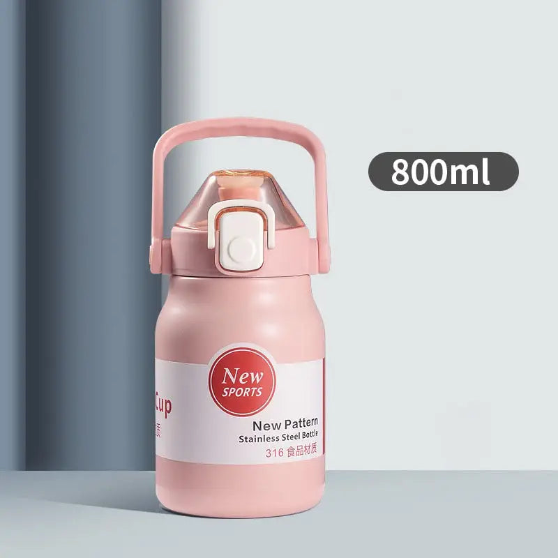 Small Gym Stainless Steel Water Bottle - Pink 800ml