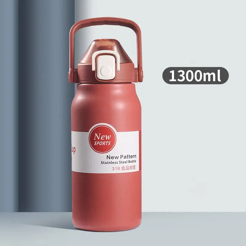 Small Gym Stainless Steel Water Bottle - Red 1300ml