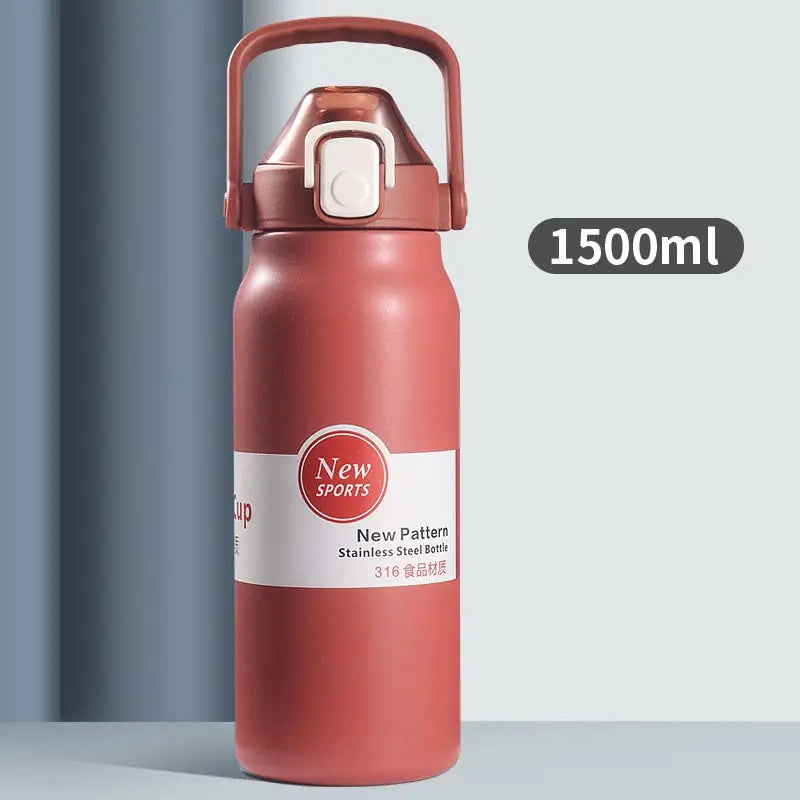 Small Gym Stainless Steel Water Bottle - Red 1500ml