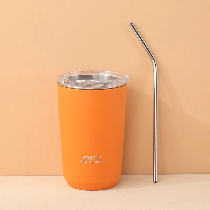 Small Mug Stainless Steel Water Bottle - Orange / 480ml