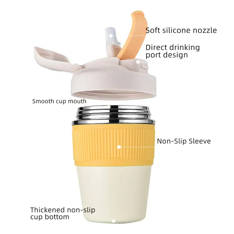 Small Stainless Steel Water Bottle with Straw