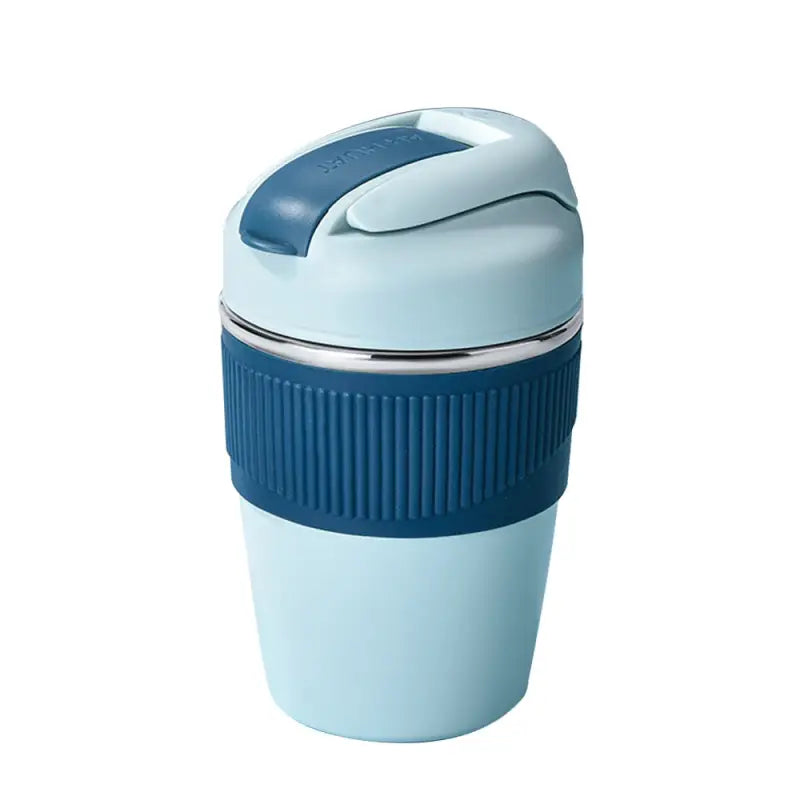 Small Stainless Steel Water Bottle with Straw - Blue / 350ml