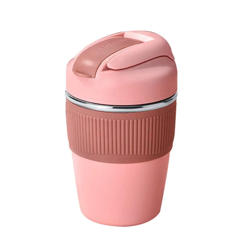 Small Stainless Steel Water Bottle with Straw - Pink / 350ml