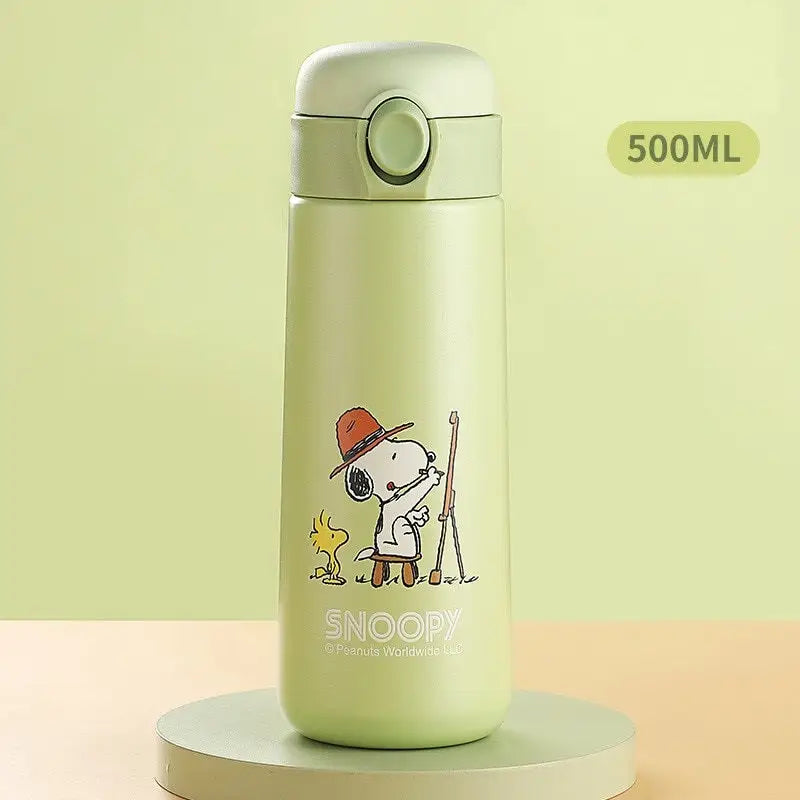 Stainless Snoopy Kids Water Bottle - Light Green