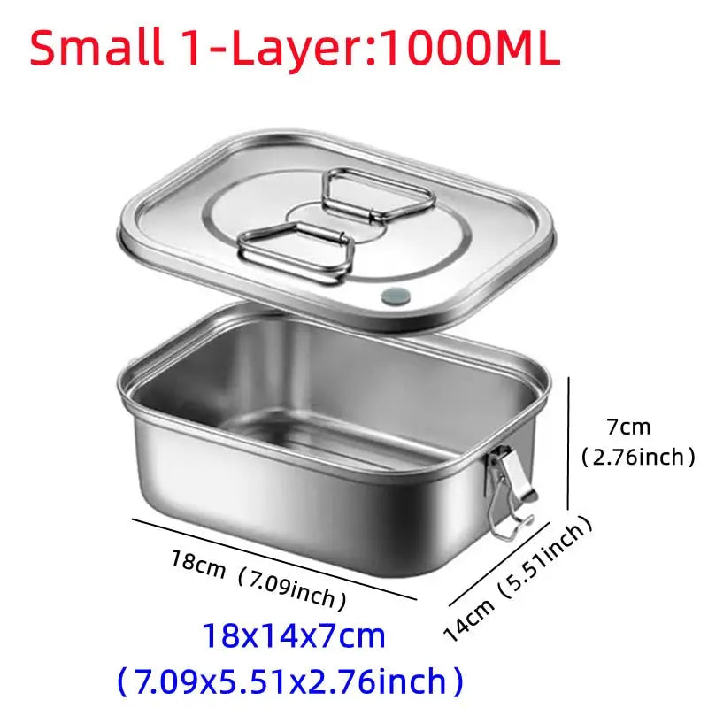 Stainless Steel Bento Boxes - 1 Layer 1200ml