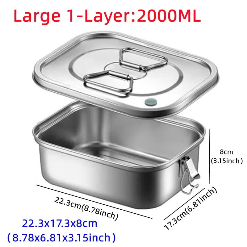 Stainless Steel Bento Boxes - 1 Layer 2400ml