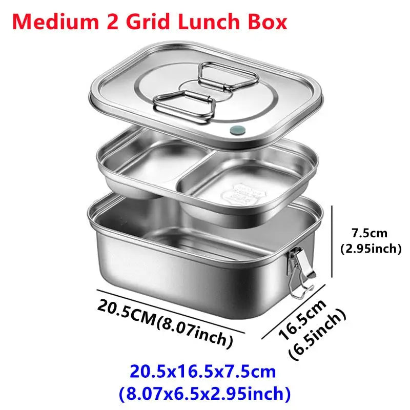 Stainless Steel Bento Boxes - 2 Layer 1800ml
