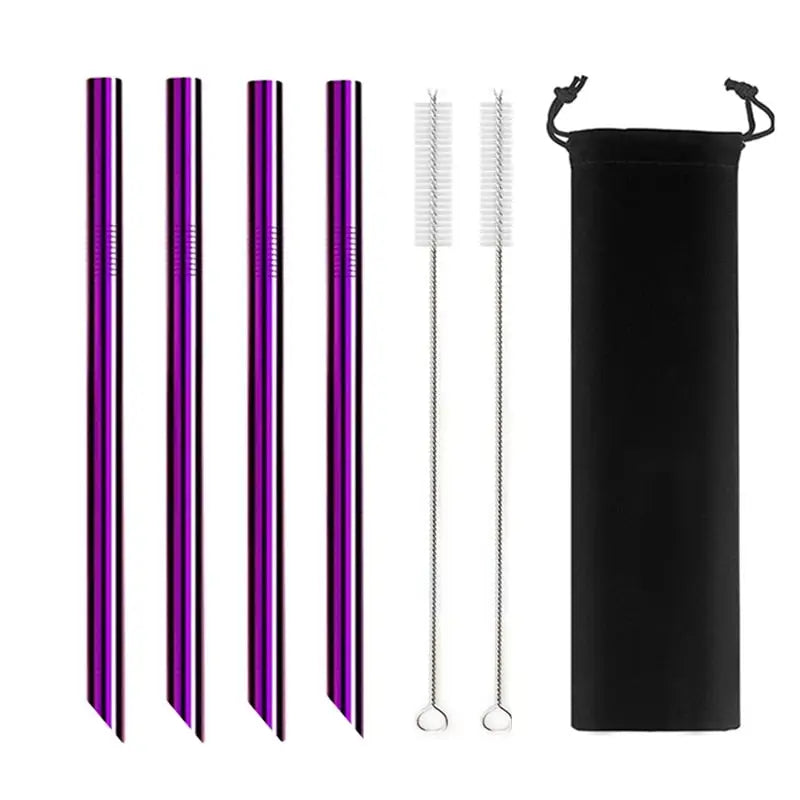 Stainless Steel Reusable Straws - Purple