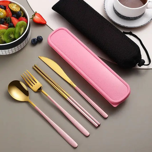 Stainless Steel Utensil Set - Pink-Gold