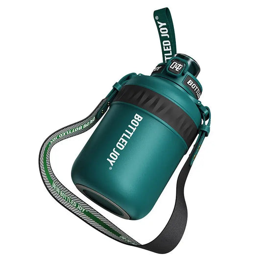 Straw Insulation Sports Water Bottle - 1.5L / Dark Green