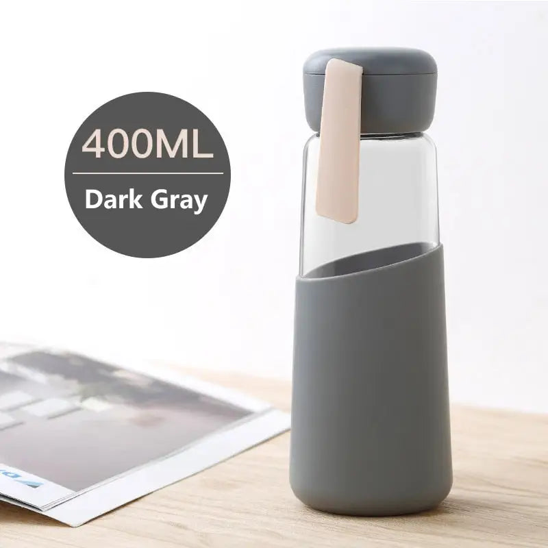 Student Glass Water Bottle - Dark Gray
