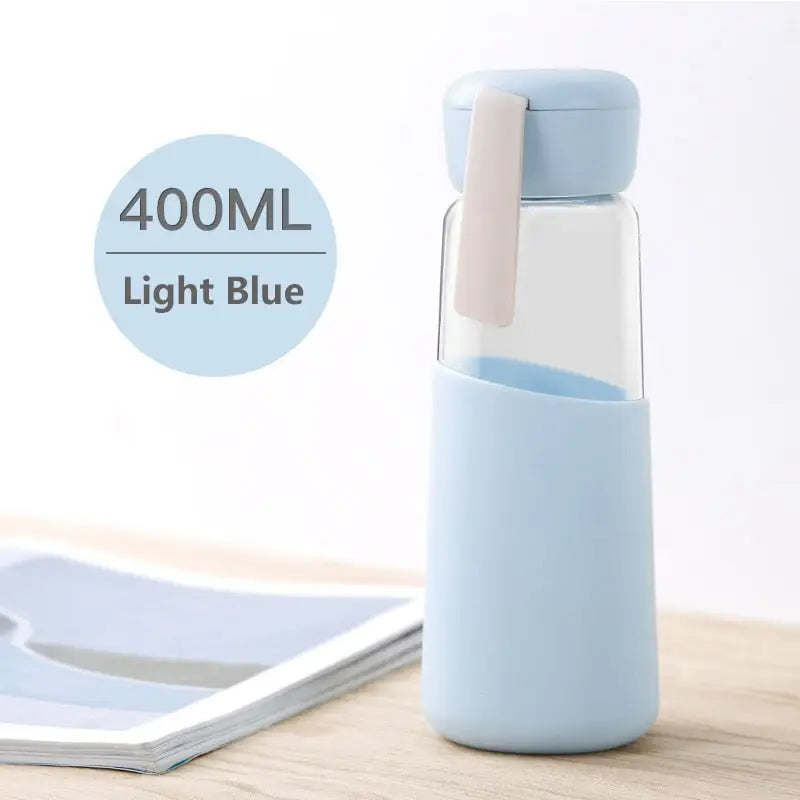 Student Glass Water Bottle - Light Blue