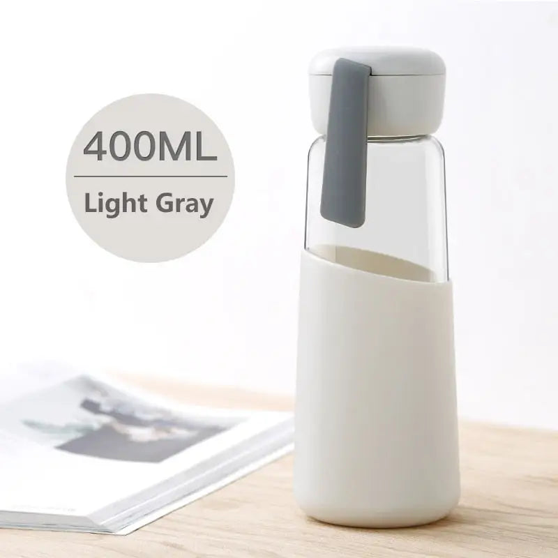 Student Glass Water Bottle - Light Grey