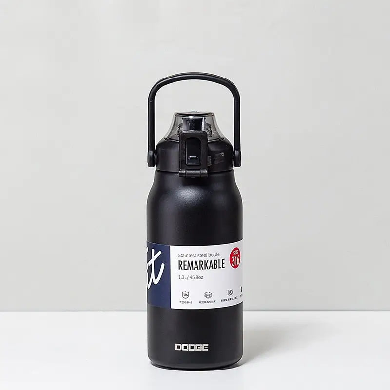 Thermal Stainless Steel Water Bottle - 1300ml / Black