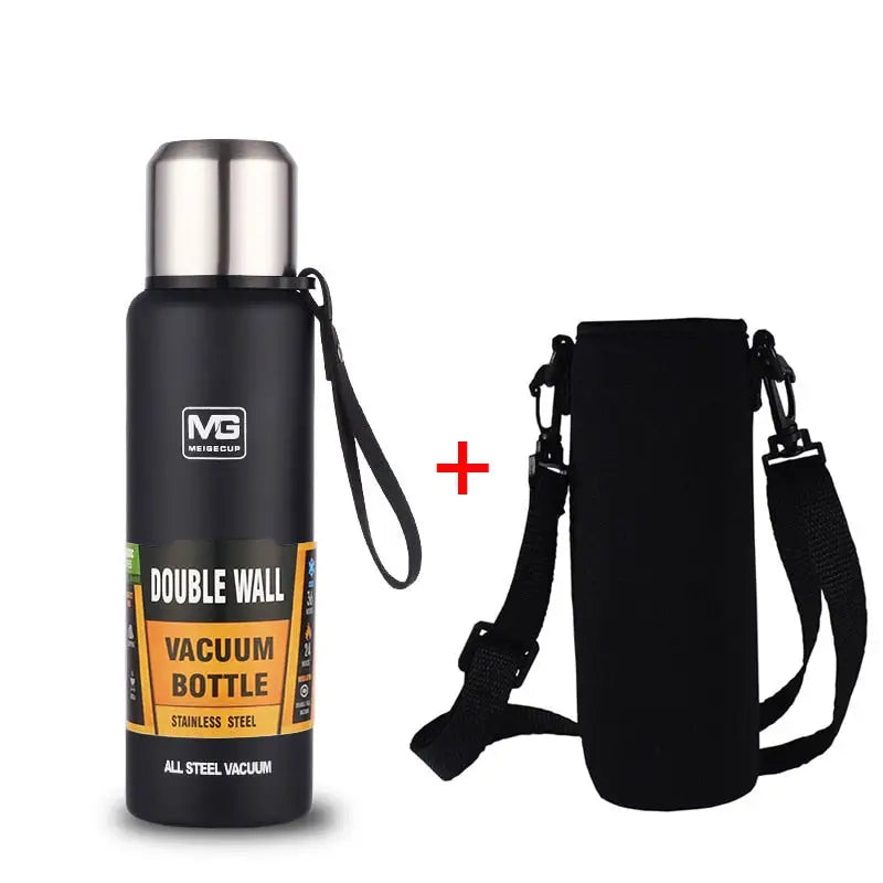Thermo Stainless Steel Water Bottle - 500ml / Black with Bag