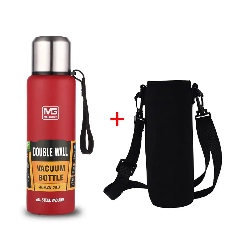 Thermo Stainless Steel Water Bottle - 500ml / Red with Bag